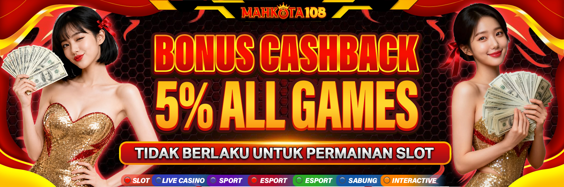 BONUS CASHBACK SLOT 5% MAHKOTA108